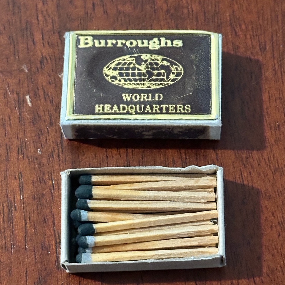 Vintage Matchbox Burroughs World Headquarters Detroit Michigan FLAWS SEE PHOTOS